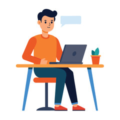 a man is sitting on the table with his laptop