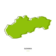 Slovakia Outline Map with Green Colour. Modern Simple Line Cartoon Design - EPS 10 Vector