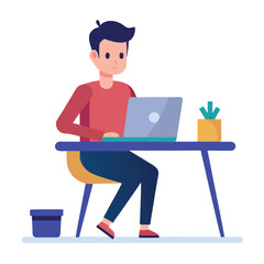 a man is sitting on the table with his laptop