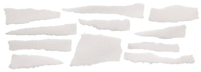 torn blank pages with uneven texture edges. set of ripped white paper sheets png isolated on transparent background. document or newspaper mockup