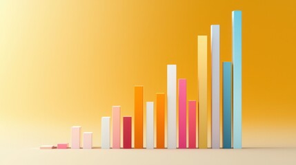 Fototapeta premium Colorful Graph Comparing Growth of Cryptocurrencies on an Orange Background