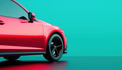 Protective durability coatings for extended lifespan. Stylish red car against a vibrant turquoise background.