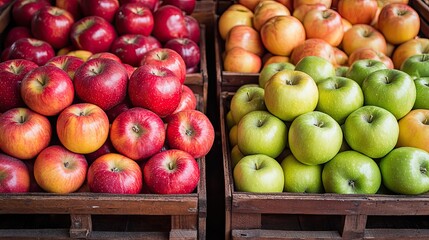 Freshly Picked Apples on Display in Market Baskets