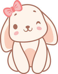 Cute Easter bunny rabbit cartoon vector design no background