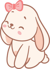 Cute Easter bunny rabbit cartoon vector design no background