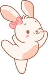 Cute ballet dancing Easter bunny rabbit cartoon vector design no background