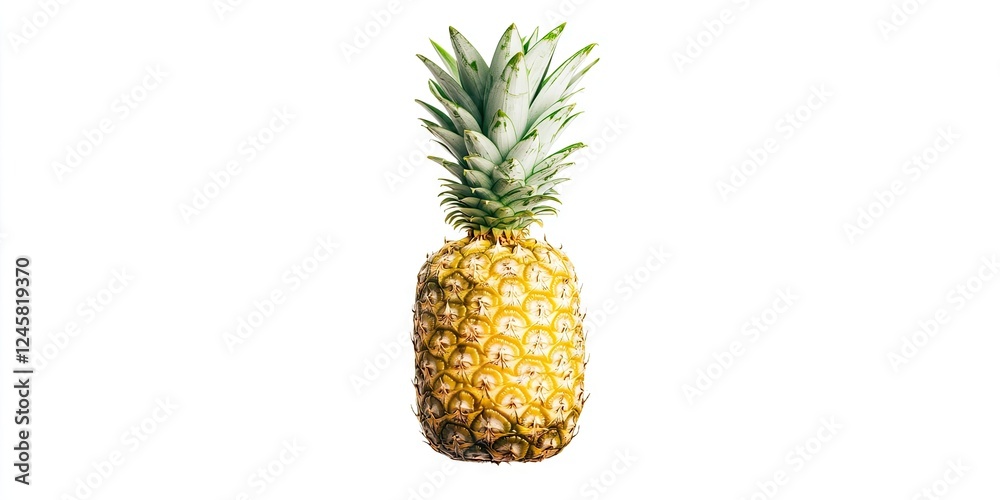 Aufkleber pineapple displayed vertically with vibrant yellow body and green leaves centered against a clean wh