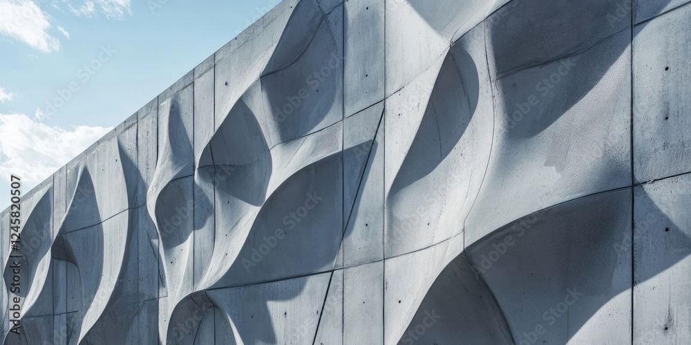 Leinwandbilder modern architectural design showcasing textured reinforced concrete panels with dynamic wave pattern
