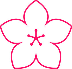 Cherry Peach plum Blossom flower or sakura spring flowers flat vector icon set for apps websites or print.