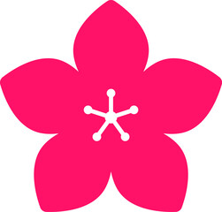 Cherry Peach plum Blossom flower or sakura spring flowers flat vector icon set for apps websites or print.