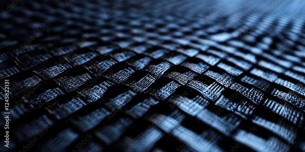 Leinwandbilder textured close-up of dark woven fabric with intricate patterns showcasing varying shades of deep blu