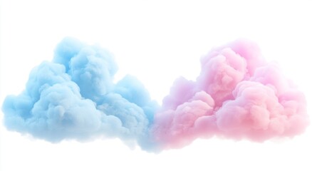 Pastel clouds, digital art, white background, gender reveal