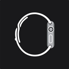 Smartwatch simple icon. Symbol of wearable smart watch device in glyph style. Electronic gadget for tracking sport activity bracelet. Black vector silhouette isolated on white background.