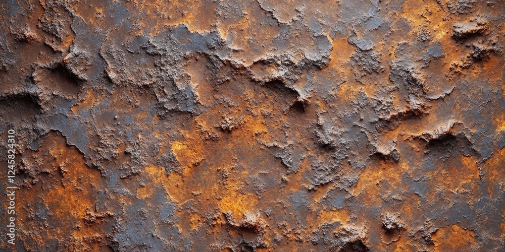 Aufkleber rusty metal surface texture with vibrant rust orange and dark brown hues creating an abstract patter