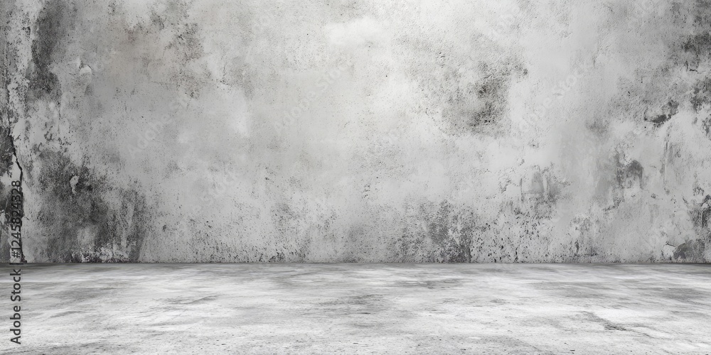 Poster aged textured concrete wall with visible cracks and imperfections, featuring muted gray tones and a 