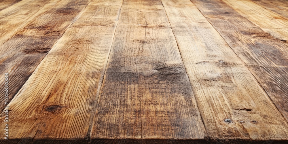 Poster rustic wooden floor planks in warm browns and subtle grays, diagonally arranged with visible grain t