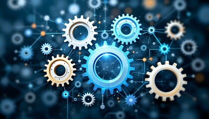 Interconnected Gears Network Technology Abstract Background