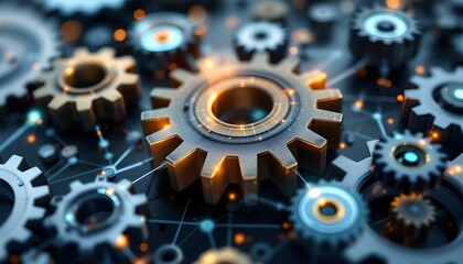 Interconnected Gears Mechanism Abstract Technology Background