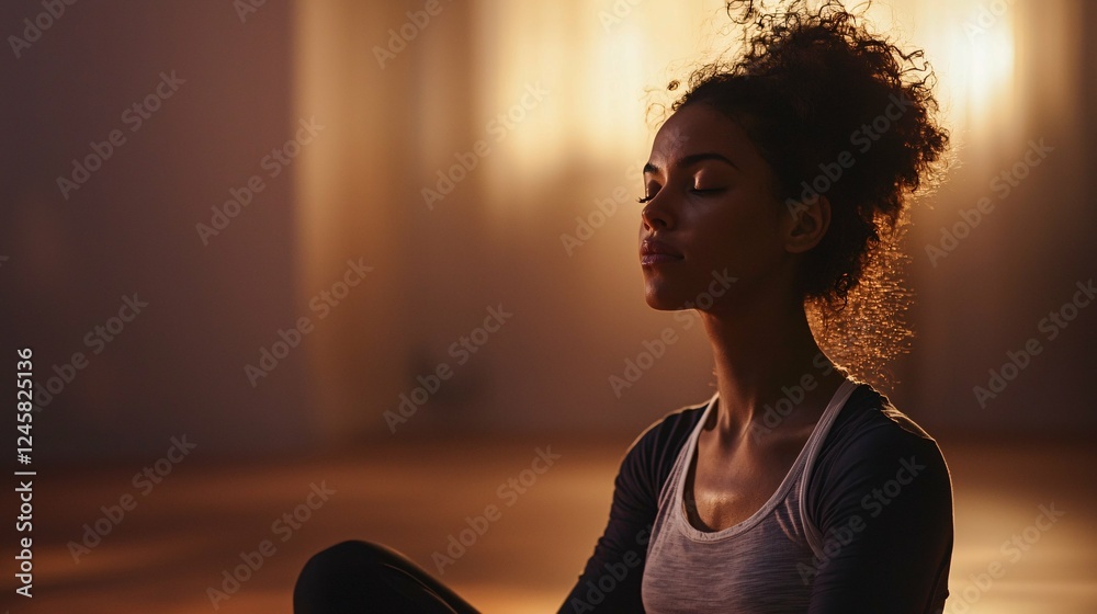 Aufkleber in a professional studio, a diverse individual practices breathwork techniques, emphasizing mindfuln