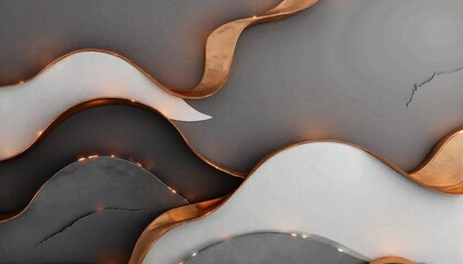 Obraz premium Wavy abstract design with copper accents on gray background