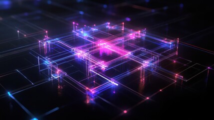 Abstract glowing network design with vibrant light effects