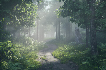 Fototapeta premium Summer Forest Walking Trail. Greatest Nature Landscapes 