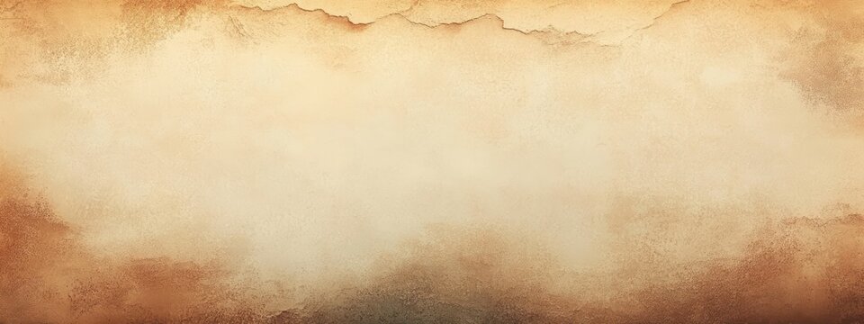 Fototapeta Textured Warm Beige Background Paper with Vintage Grunge Border and Coffee Color Marbled Design