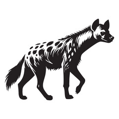 Detailed Hyena Silhouette Walking Vector Graphic Illustration Design