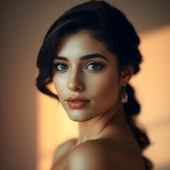 Fototapeta premium Mujer elegante con iluminación cálida