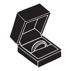 Minimalist Wedding Ring in Box Silhouette Illustration Vector Design