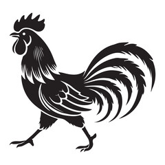 Rooster Illustration Black Silhouette Vector Graphic Image Download