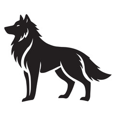 Silhouette wolf illustration standing side view vector graphic design