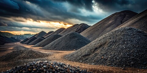 Dark Gravel Hills, Piled Earth Background, Landscape Photography, Nature Scenery, Rugged Terrain, Hillside, Earthworks, Geology, Stone,