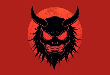 だるまロゴ - ミニマルなアニメスタイル：印象的な黒と赤のデザイン、HDディテール、日本のテーマのブランドと現代的なビジュアルに最適。

