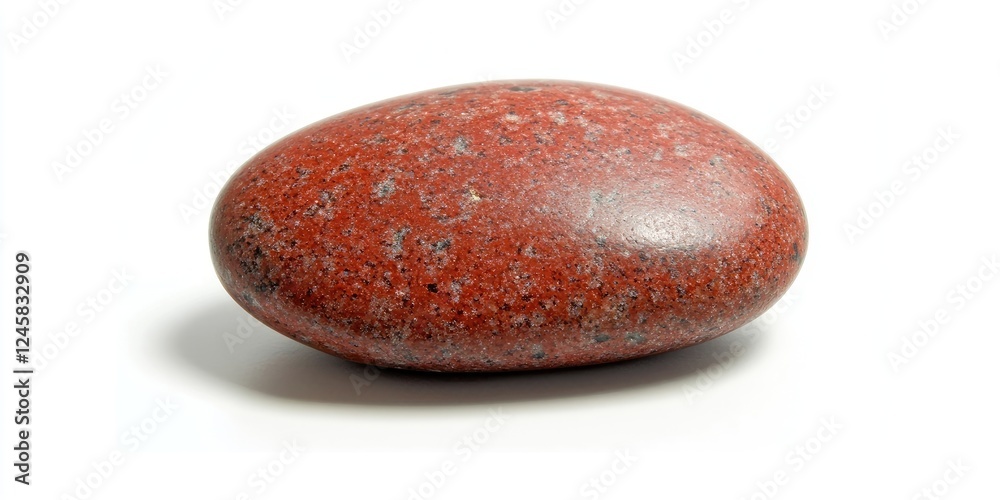 Fototapete smooth red stone with a glossy finish positioned centrally on a white background, highlighting its n