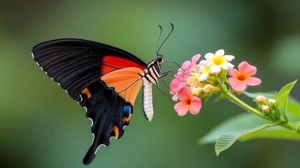 Rare Butterfly Perched on Blooming Flower