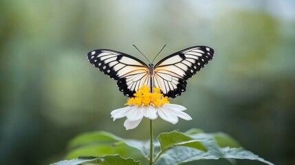 Rare Butterfly Perched on Blooming Flower
