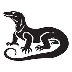 Komodo Dragon Illustration Vector Silhouette Reptile Graphic Design Art