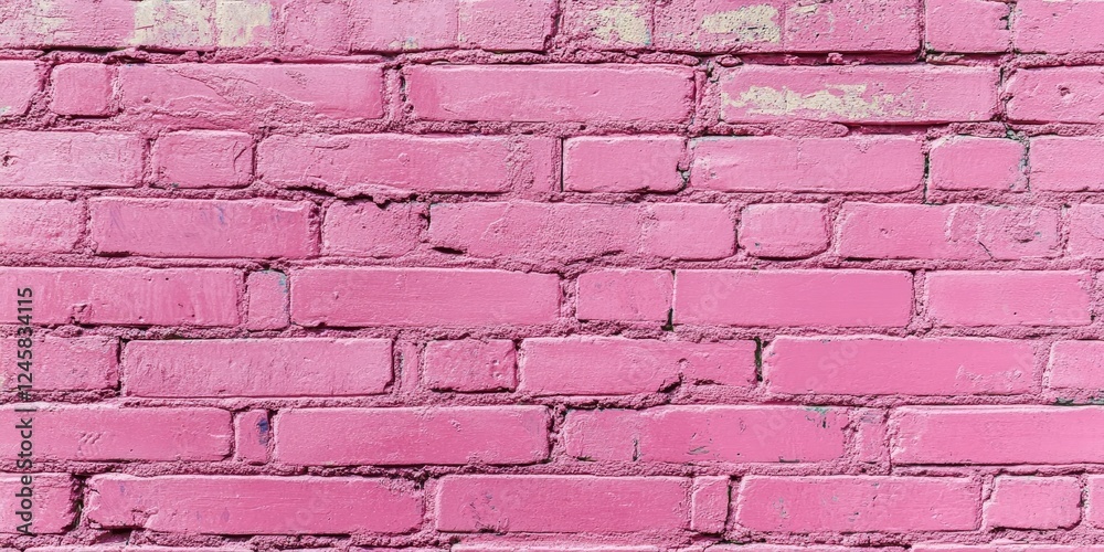Fototapete textured pink brick wall background with a uniform pattern of worn bricks, featuring subtle variatio