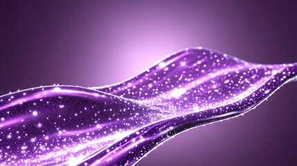 Abstract Purple Glittering Wave with Sparkling Particles