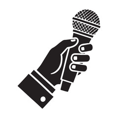 Microphone in Hand Silhouette Vector Art for Speech or Interview