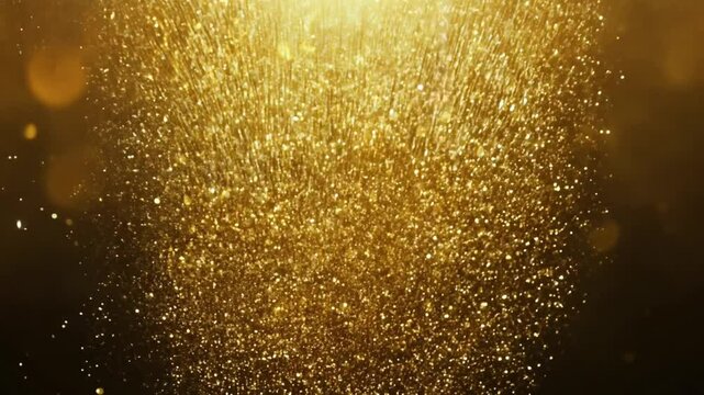 Golden rain, water drops background