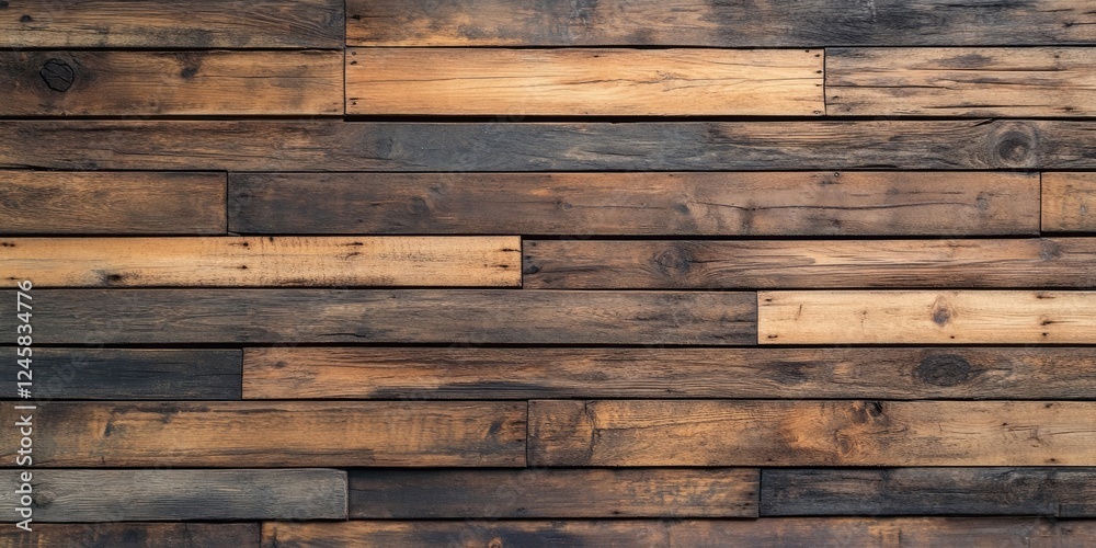 Fototapete Rustic wooden texture with dark brown and light tan planks arranged horizontally creating a warm and inviting backdrop for various designs