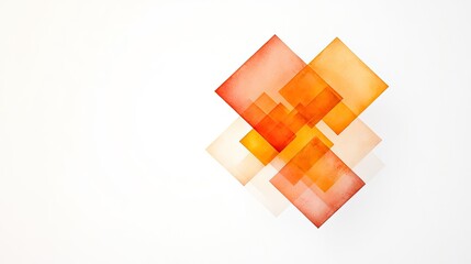 Abstract geometric composition of overlapping orange and red squares on a white background