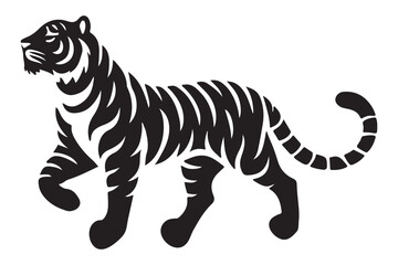 Tiger Strolling Silhouette Vector Illustration Graphic Design Wild Animal