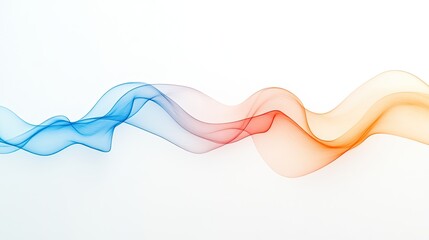 Abstract wave patterns in blue and orange colors flowing gracefully across a white background