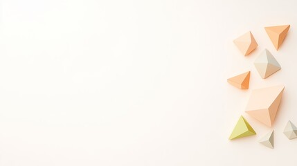 Geometric shapes in soft pastel colors arranged artistically on a minimalistic background