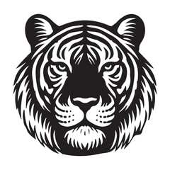 Tiger Head Silhouette Vector Illustration Feline Face Wild Animal Design