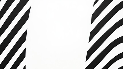 Abstract black and white striped pattern creating a dynamic visual effect on a blank surface
