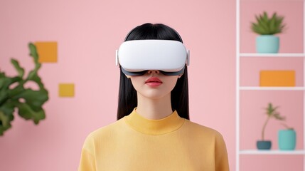 Salesperson Using VR Headset for Immersive Experience